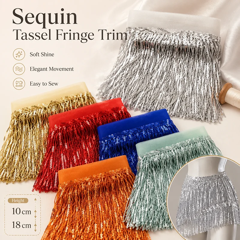 5/10Yards 10/18cm Sequin Tassel Lace Trim for Latin Dress Skirt Costume Clothing Fringe Ribbon Garment DIY Sewing Accessories
5/10Yards 10/18cm Sequin Tassel Lace Trim for Latin Dress Skirt Costume Clothing Fringe Ribbon Garment DIY Sewing Accessories