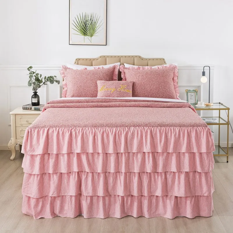 4-Piece Hotel-Style Mixed-Color Texture Bedspread with Ruffle-Wave Bed-Skirt – Ultra-Soft Microfiber, 30" Drop, All-Season Luxury, Multi-Size (1 Textured Bedspread + 2 Pillow Covers + 1 Plump Embroidered Accent Pillow); Naturally Undulating Ruffles Create
4-Piece Hotel-Style Mixed-Color Texture Bedspread with Ruffle-Wave Bed-Skirt – Ultra-Soft Microfiber, 30" Drop, All-Season Luxury, Multi-Size (1 Textured Bedspread + 2 Pillow Covers + 1 Plump Embroidered Accent Pillow); Naturally Undulating Ruffles Create
