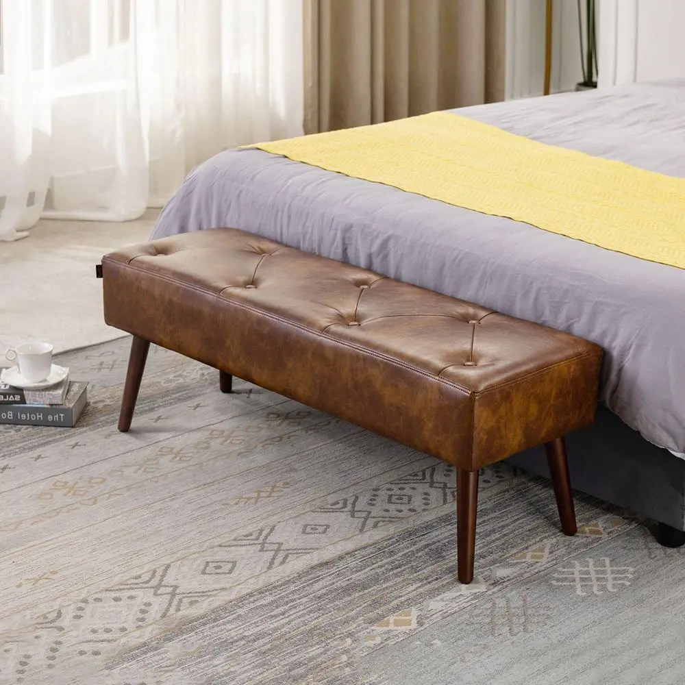 45 Button Tufted Ottoman Bench Modern PU Leather End Of Bed Bench Luxurious Upholstered Bedroom Bench With Tapered Wooden Legs F
45 Button Tufted Ottoman Bench Modern PU Leather End Of Bed Bench Luxurious Upholstered Bedroom Bench With Tapered Wooden Legs F