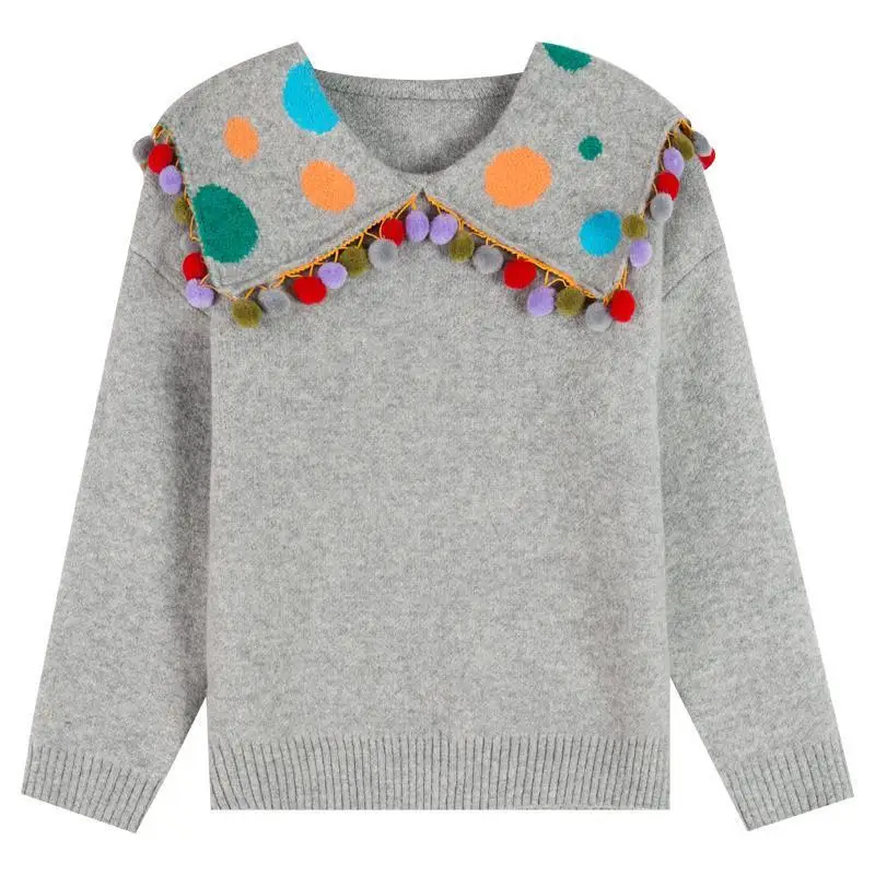 Sweet Cute Lapel Sweater Pullovers Women Turn Down Collar Ball Tassel Knitted Jumpers Grey Chic Navy Style Jumpers 2022 Winter
Sweet Cute Lapel Sweater Pullovers Women Turn Down Collar Ball Tassel Knitted Jumpers Grey Chic Navy Style Jumpers 2022 Winter