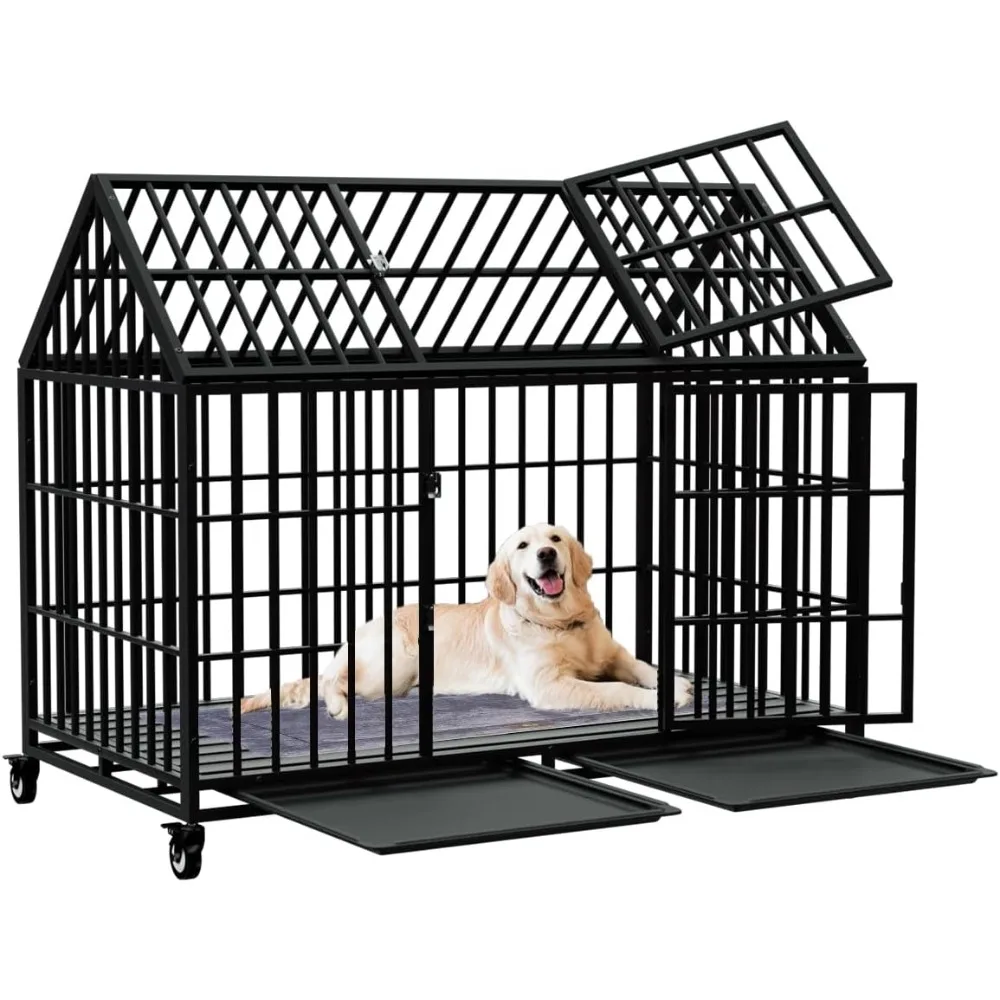 54 Inch Heavy Duty Dog Crate Large Dog cage Strong Metal Dog Kennels and Crates for Large Dogs Top Open with Wheels 2 Removable
54 Inch Heavy Duty Dog Crate Large Dog cage Strong Metal Dog Kennels and Crates for Large Dogs Top Open with Wheels 2 Removable