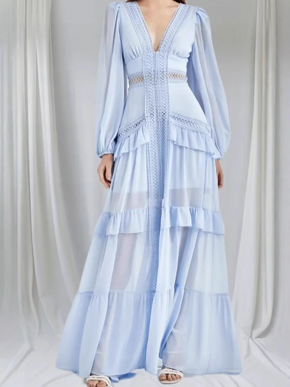 Women V-neck Lantern Sleeve Solid Ruffles Patchwork Long Maxi Dress Summer Spring Beach Holiday Party Street Vestidos Sexy Dress
Women V-neck Lantern Sleeve Solid Ruffles Patchwork Long Maxi Dress Summer Spring Beach Holiday Party Street Vestidos Sexy Dress