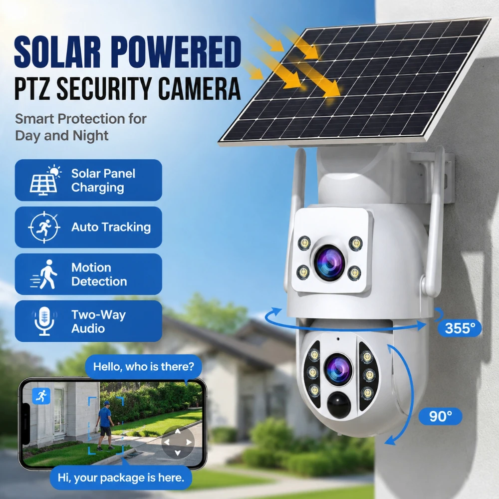 JOOAN 8MP 4K WiFi Solar Camera Outdoor CCTV Surveillance Camera With Solar Panel Dual Lens PTZ IP Cam Security Protection
JOOAN 8MP 4K WiFi Solar Camera Outdoor CCTV Surveillance Camera With Solar Panel Dual Lens PTZ IP Cam Security Protection