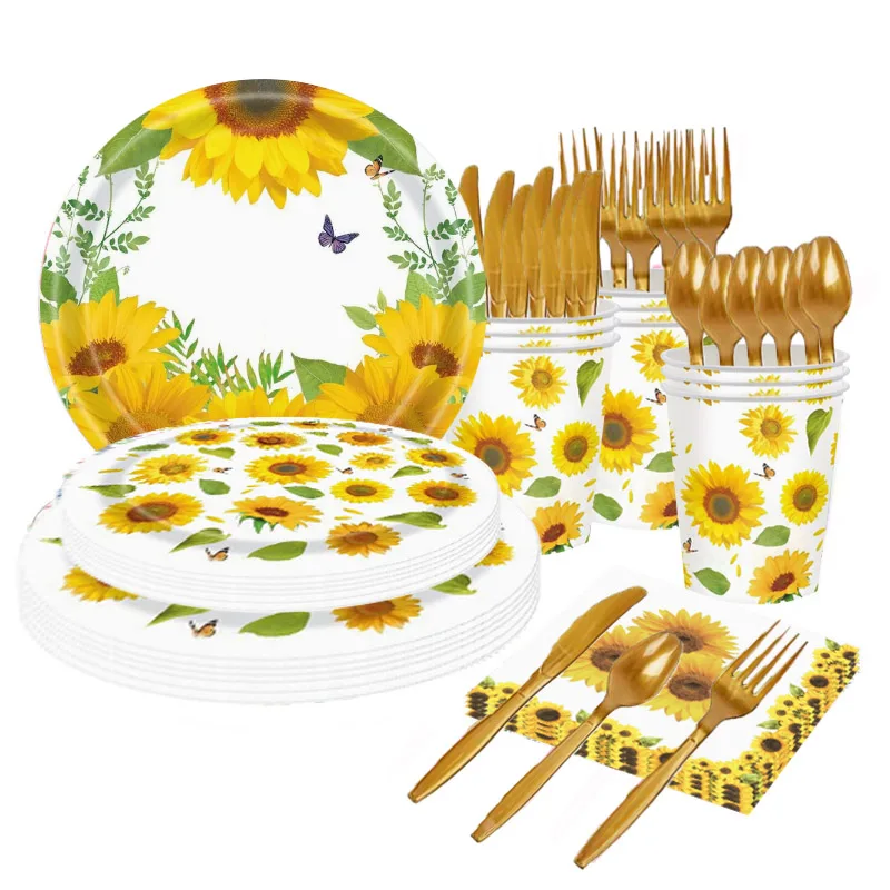 10Guests Sunflower Disposable Tableware Kids Adults Rural Sunflower Birthday Party DIY Flora Butterfly Spring Camping Party Dec
10Guests Sunflower Disposable Tableware Kids Adults Rural Sunflower Birthday Party DIY Flora Butterfly Spring Camping Party Dec