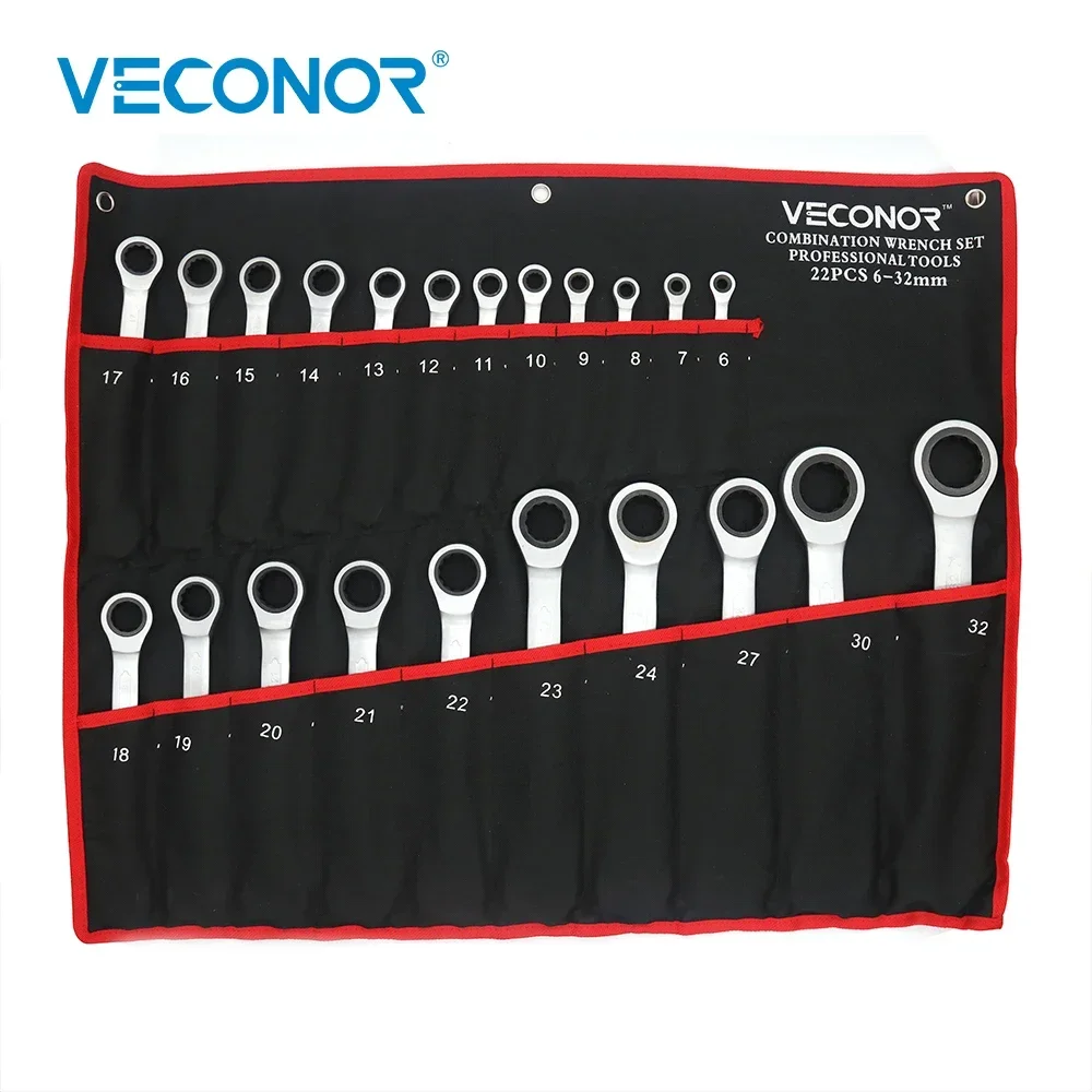 22Pcs 6-32mm Ratchet Spanner Wrench Hand Tools 72-Tooth Dull Polished CrV-Steel Tool with Bag
22Pcs 6-32mm Ratchet Spanner Wrench Hand Tools 72-Tooth Dull Polished CrV-Steel Tool with Bag