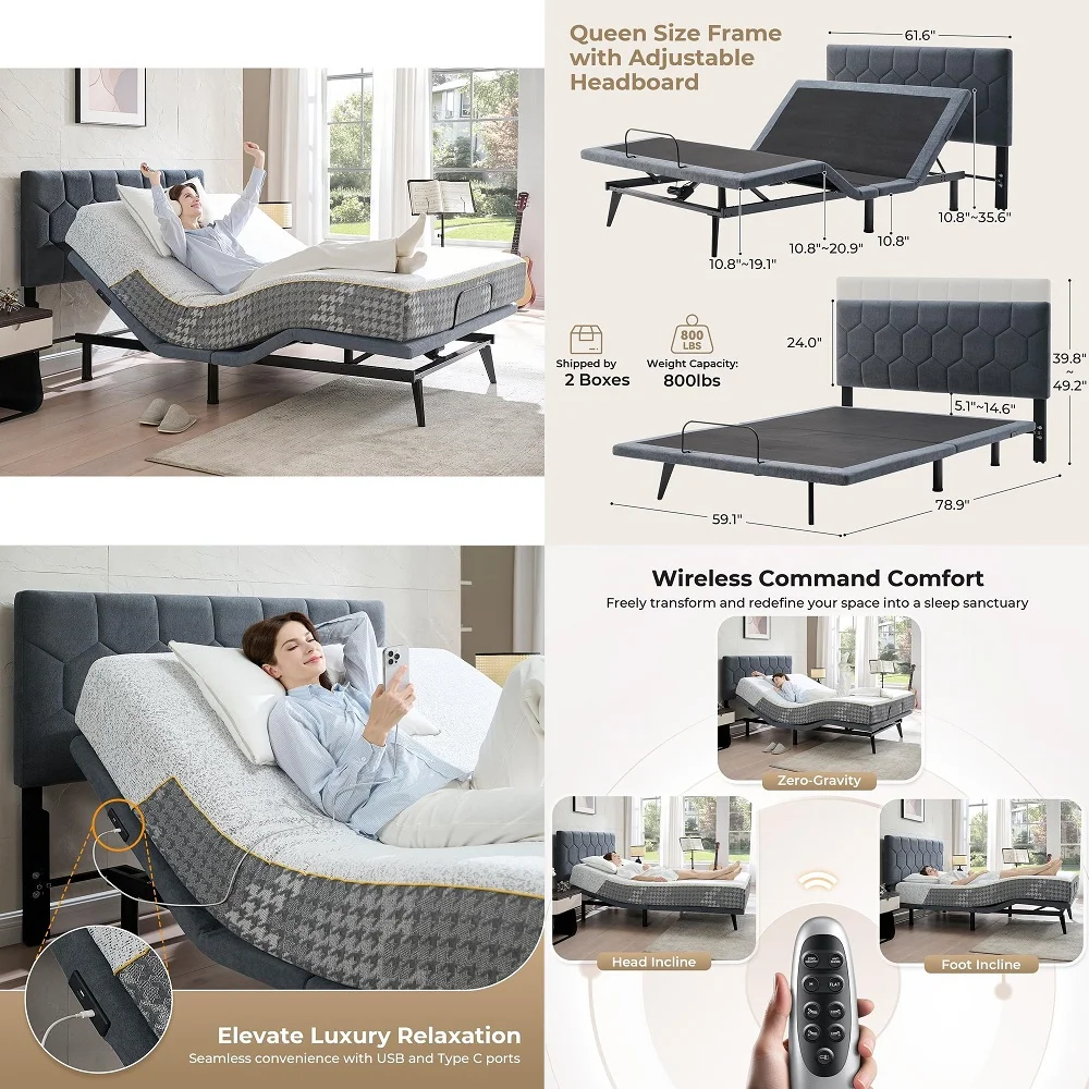 Twin XL Adjustable Bed Frame with Wireless Remote, Zero Gravity, Head amp Foot Incline, AntiSnore, Memory Presets, Quiet Motor,
Twin XL Adjustable Bed Frame with Wireless Remote, Zero Gravity, Head amp Foot Incline, AntiSnore, Memory Presets, Quiet Motor,