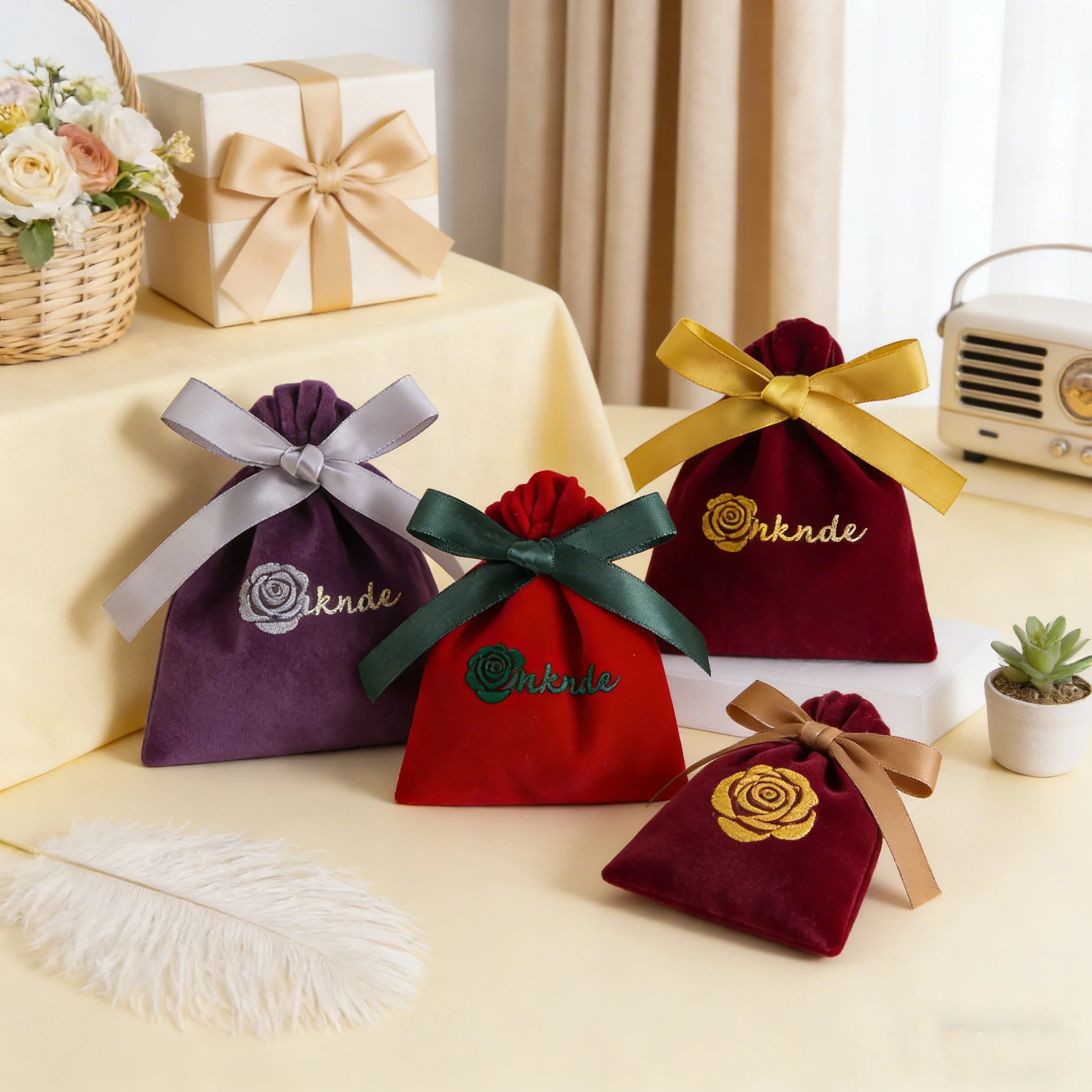 100 шт. бархатных мешочков для ювелирных изделий с лентой, подарочные мешочки на шнурке с индивидуальным логотипом для хранения ожерелий, браслетов, серег
100 шт. бархатных мешочков для ювелирных изделий с лентой, подарочные мешочки на шнурке с индивидуальным логотипом для хранения ожерелий, браслетов, серег