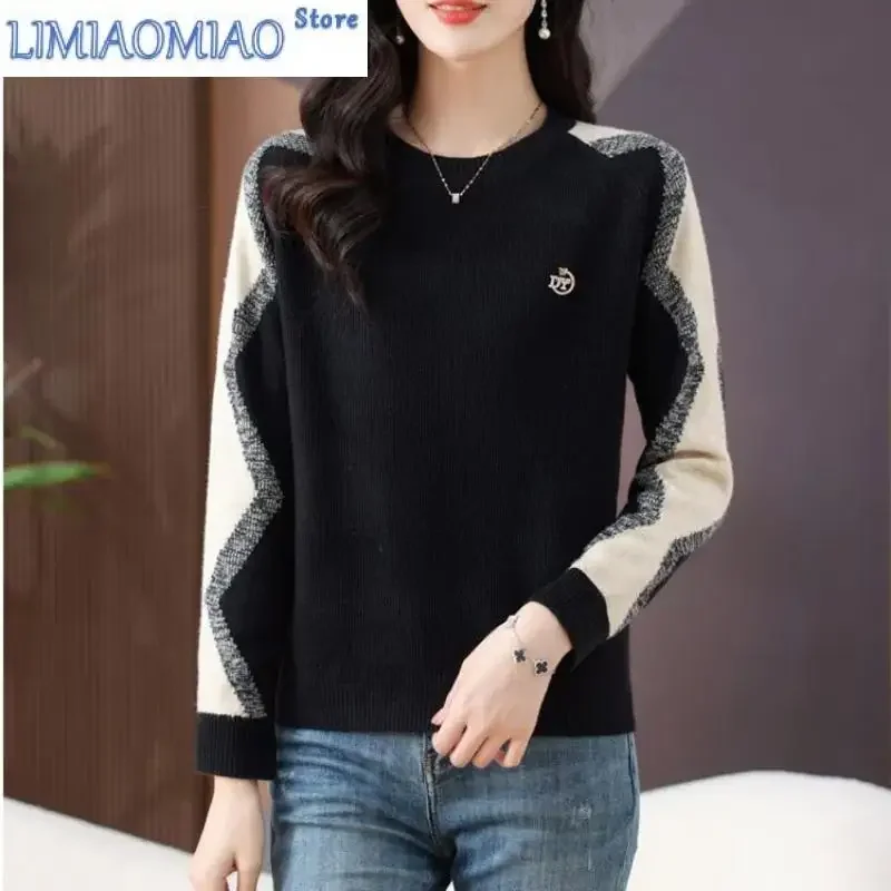 All-match Screw Thread Round Neck Pullover Sweater Knitted Long Sleeve Autumn Winter Women's Clothing Contrast Color Tops
All-match Screw Thread Round Neck Pullover Sweater Knitted Long Sleeve Autumn Winter Women's Clothing Contrast Color Tops