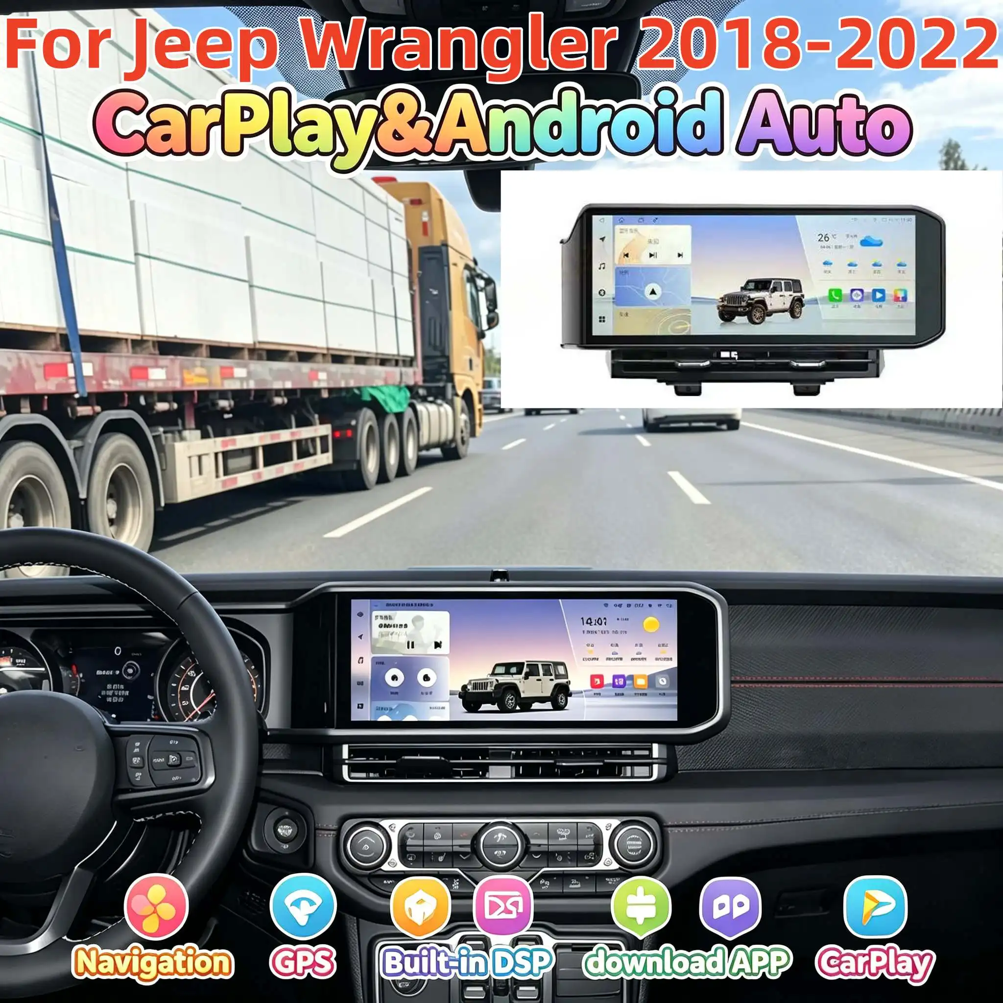 15-дюймовый автомобильный радиоприемник с CarPlay и Android 14 для Jeep Wrangler 2018-2022 годов, цифровая приборная панель, сенсорный экран, стереосистема
15-дюймовый автомобильный радиоприемник с CarPlay и Android 14 для Jeep Wrangler 2018-2022 годов, цифровая приборная панель, сенсорный экран, стереосистема
