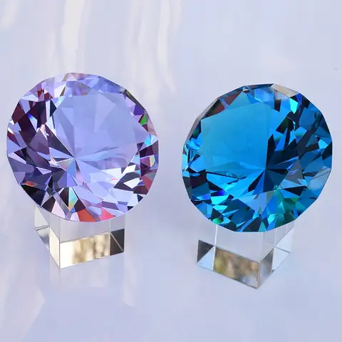 80mm K9 Crystal Diamond Paperweight, Large Faceted Glass Gemstone Figurine for Wedding Party Office Desk Decor, Anniversary Birt