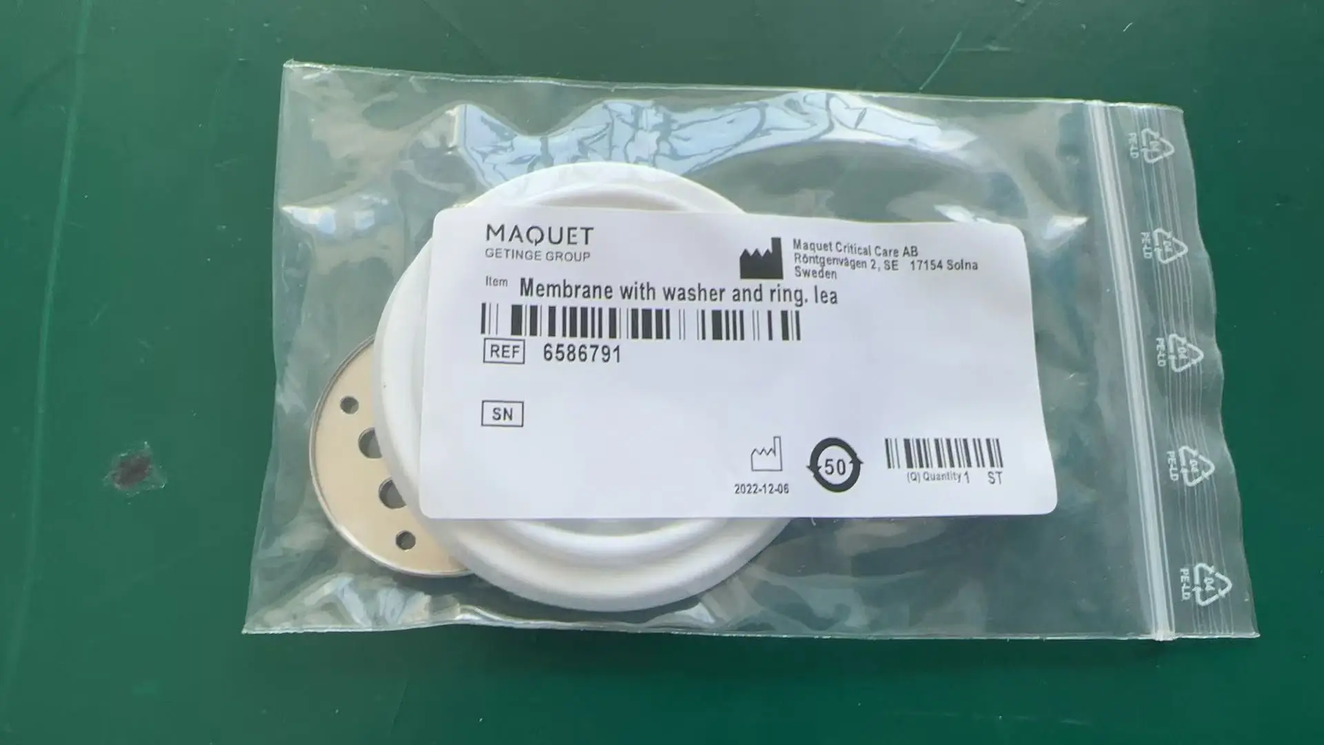 6586791 New original Maquet Membrane with washer and ring, Lea
6586791 New original Maquet Membrane with washer and ring, Lea