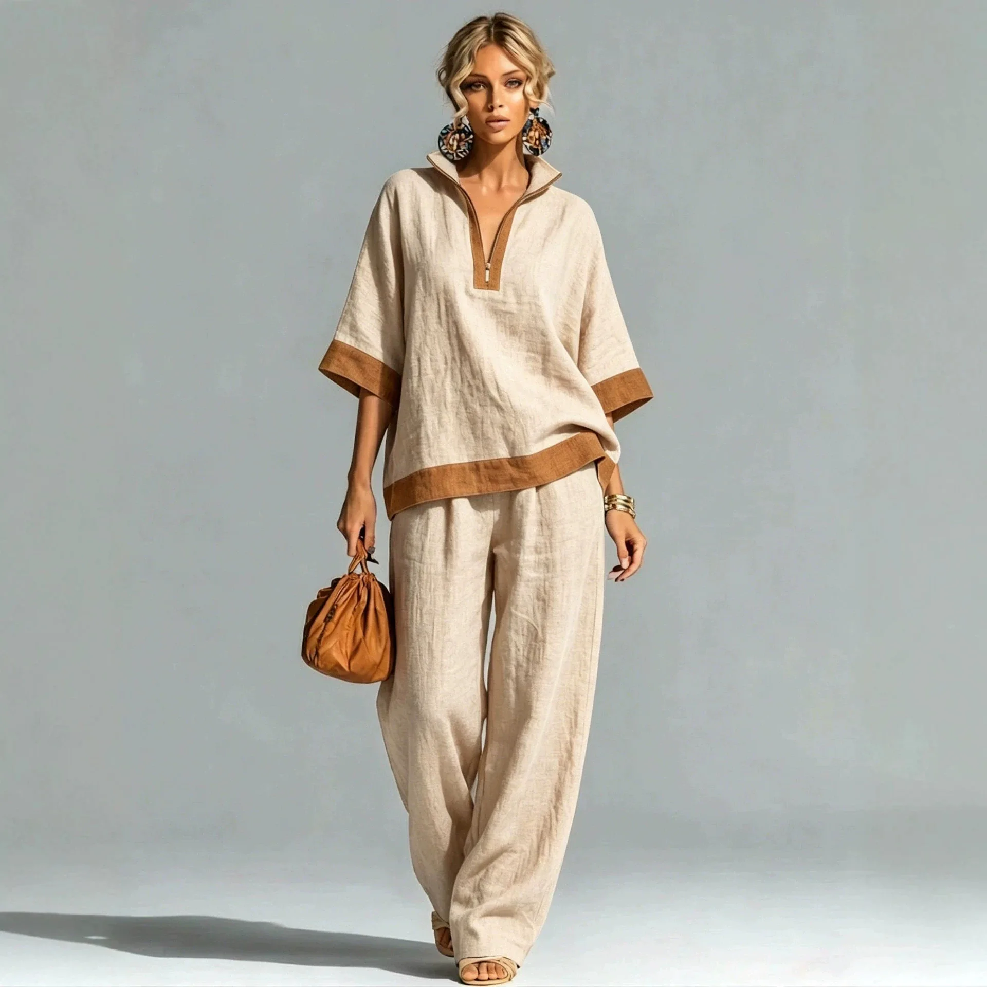 Casual Loose Pants Suits Set Woman Fashion Half Sleeve Tops And Pants Two Piece Sets Summer Women's Matching Sets
Casual Loose Pants Suits Set Woman Fashion Half Sleeve Tops And Pants Two Piece Sets Summer Women's Matching Sets