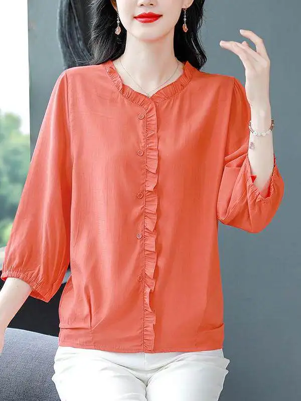 Slim Fit Casual Shirt Elegant Women's T-Shirt Half Sleeve V-Neck Commute Style Fashionable Elderly Women's Summer Top
Slim Fit Casual Shirt Elegant Women's T-Shirt Half Sleeve V-Neck Commute Style Fashionable Elderly Women's Summer Top