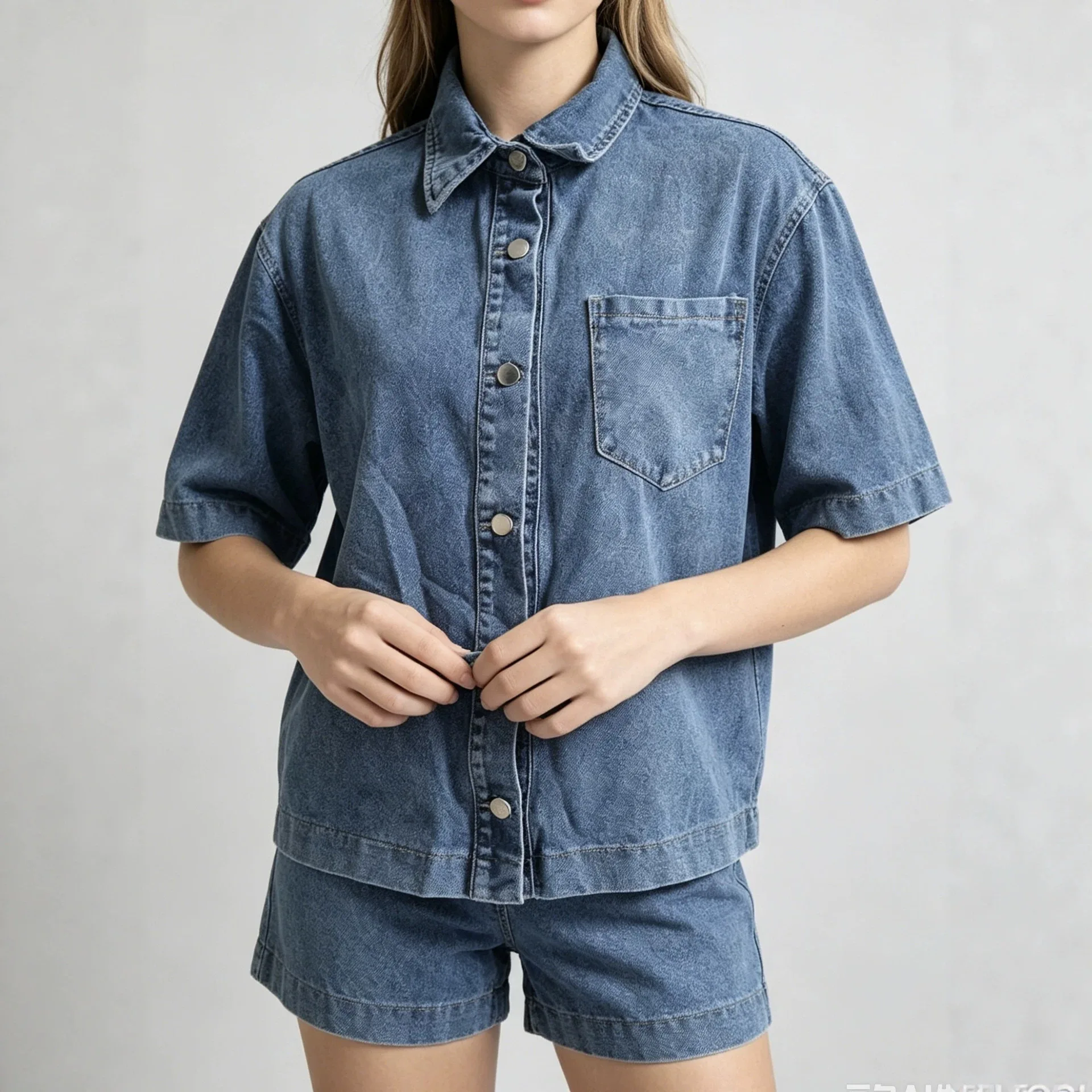 Women Short Sleeve Button Loose Comfortable Shirt Female Sets High Waist Shorts Vintage High Street Denim Suits
Women Short Sleeve Button Loose Comfortable Shirt Female Sets High Waist Shorts Vintage High Street Denim Suits