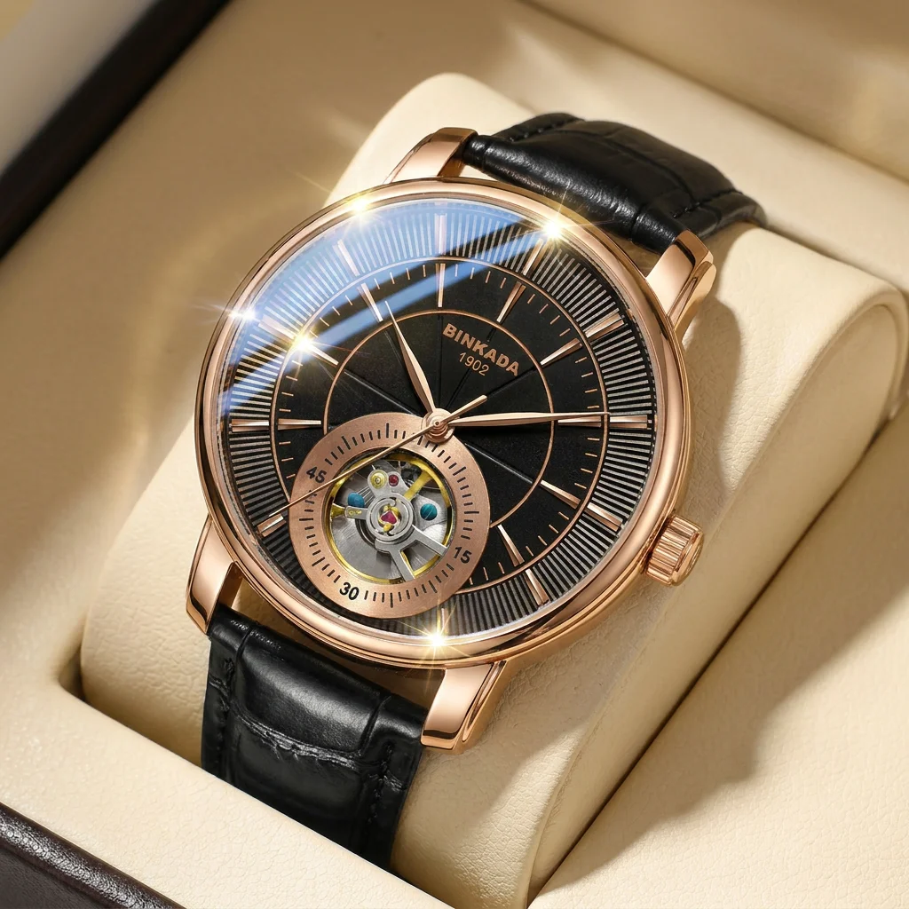1pcs Men's black dial leather strap vintage fashion skeleton gear luxury details Mechanical Watch for business party holiday
1pcs Men's black dial leather strap vintage fashion skeleton gear luxury details Mechanical Watch for business party holiday