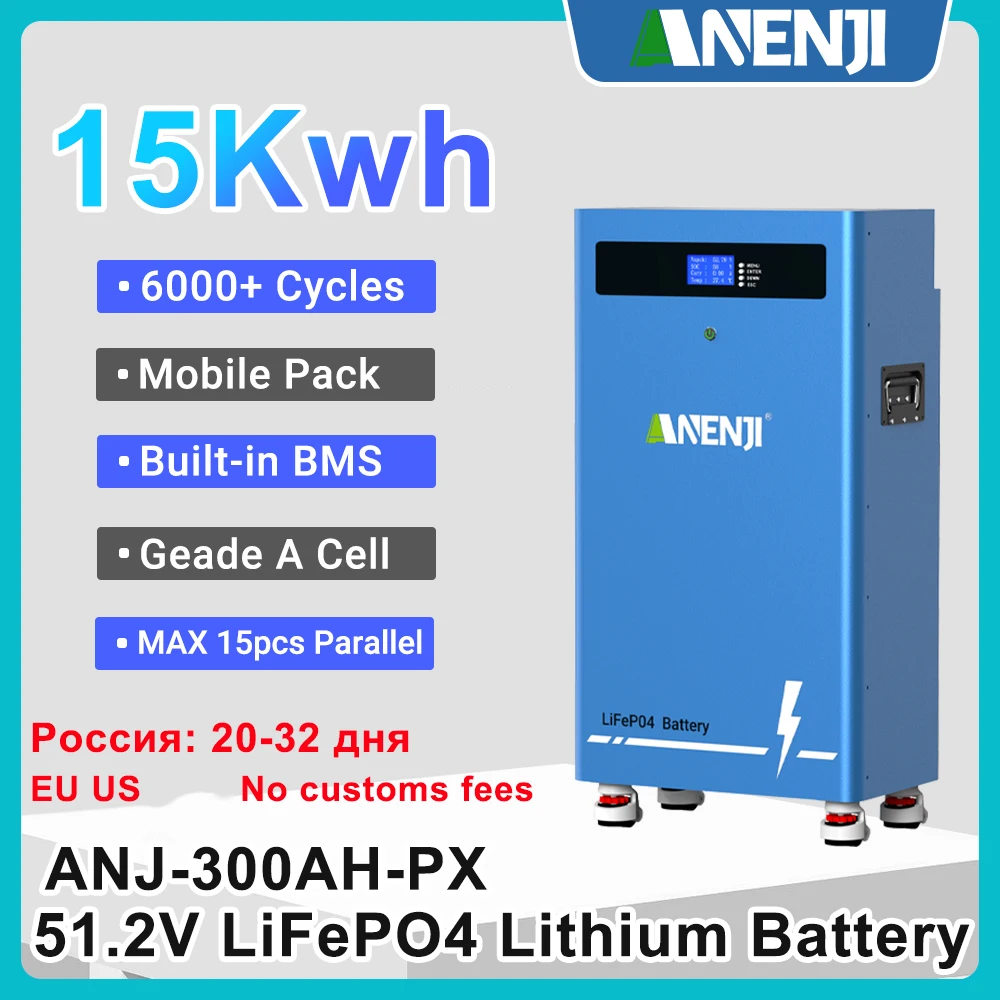 51.2V 300AH 200Ah 100AH Настенное крепление LiFePO4 Батарея 6000+ циклов Встроенный BMS 10KWH Поддержка 15 единиц в параллельной солнечной системе
51.2V 300AH 200Ah 100AH Настенное крепление LiFePO4 Батарея 6000+ циклов Встроенный BMS 10KWH Поддержка 15 единиц в параллельной солнечной системе