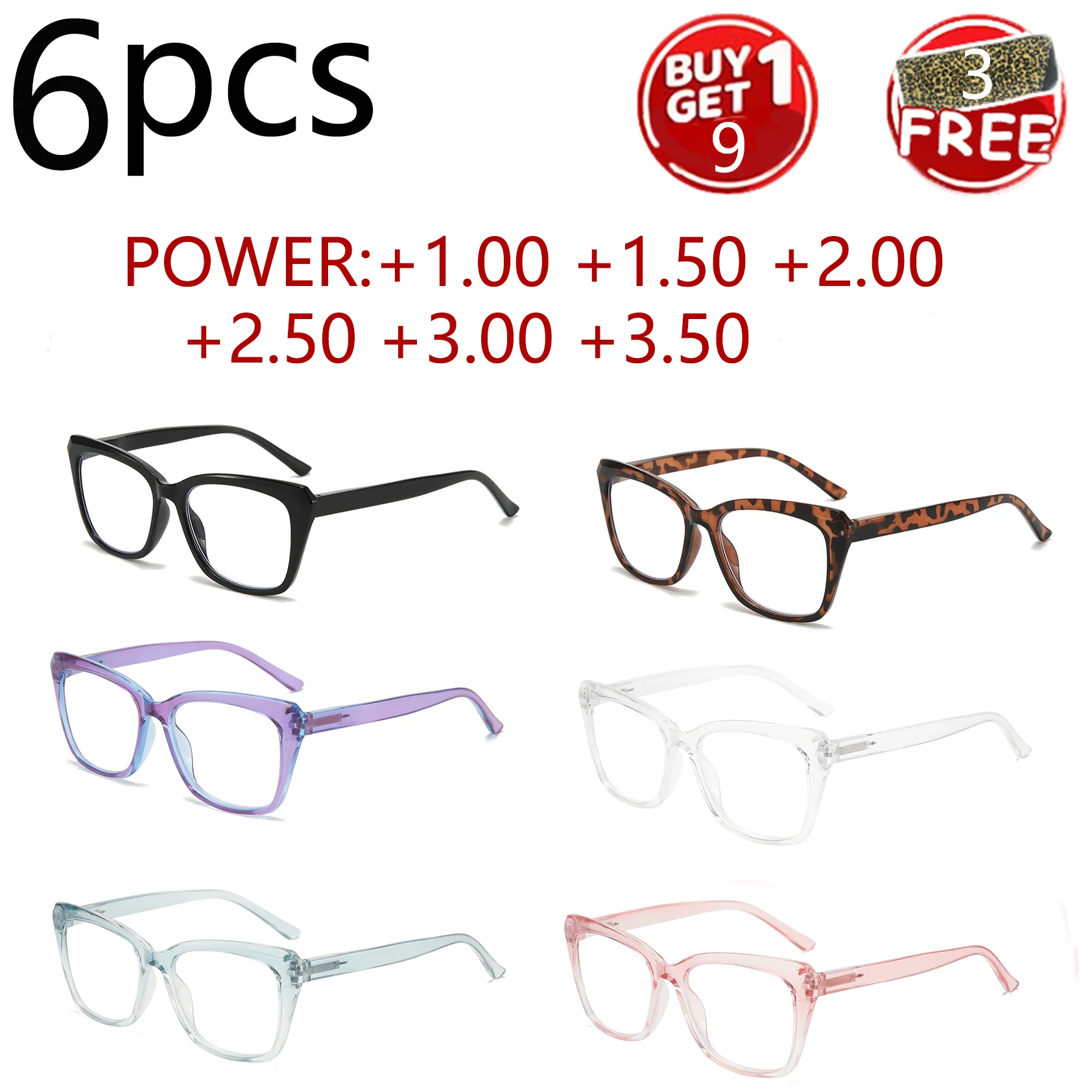6PCS Blue-Light Blocking Butterfly Reading Glasses: Multi-Color, Spring Hinges, Better Fit, Power 1.00-3.50
6PCS Blue-Light Blocking Butterfly Reading Glasses: Multi-Color, Spring Hinges, Better Fit, Power 1.00-3.50