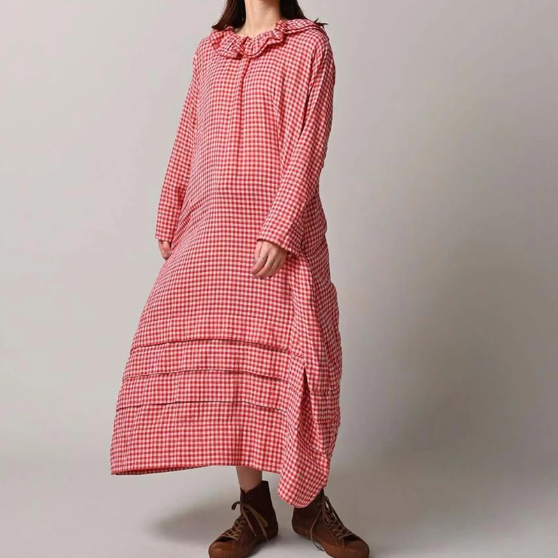 Sweet Loose Women's Cotton Gingham Print Dr with Lace Collar Japanese Sle Spring Casual Long Sve Fairy Skirt
Sweet Loose Women's Cotton Gingham Print Dr with Lace Collar Japanese Sle Spring Casual Long Sve Fairy Skirt