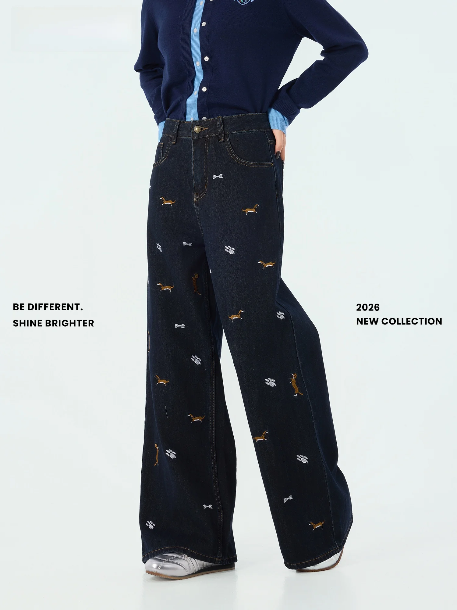Blue Denim Jeans Embroidered Dog Wide Leg Faionable Trousers Spring New Arrival Casual Sle l Waist Cotton Fabric
Blue Denim Jeans Embroidered Dog Wide Leg Faionable Trousers Spring New Arrival Casual Sle l Waist Cotton Fabric