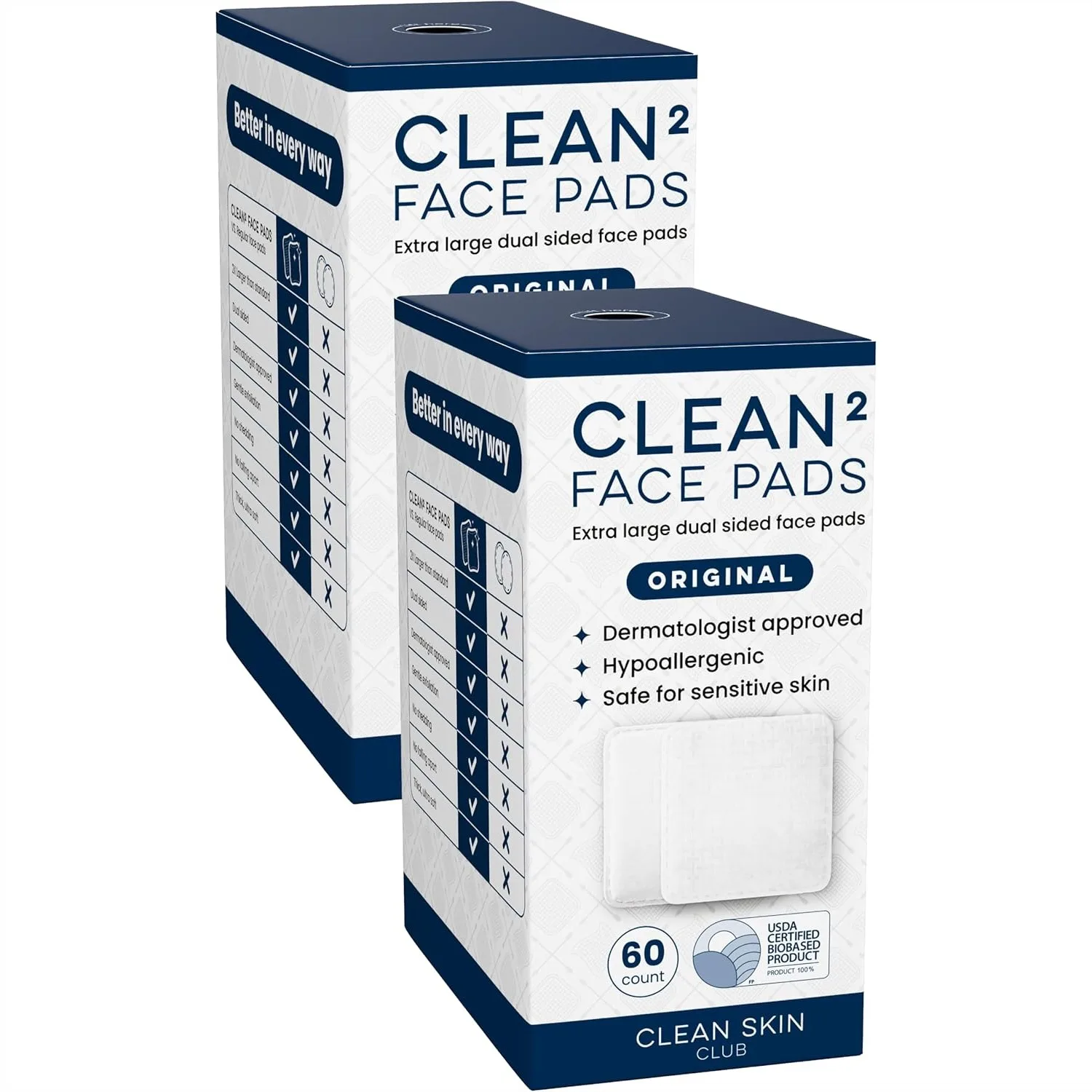Clean Skin Club Clean² Pads 2.0 Extra Large Disposable Face Pads with Triple Layers for Makeup Removal and Skincare, 2 Pack
Clean Skin Club Clean² Pads 2.0 Extra Large Disposable Face Pads with Triple Layers for Makeup Removal and Skincare, 2 Pack