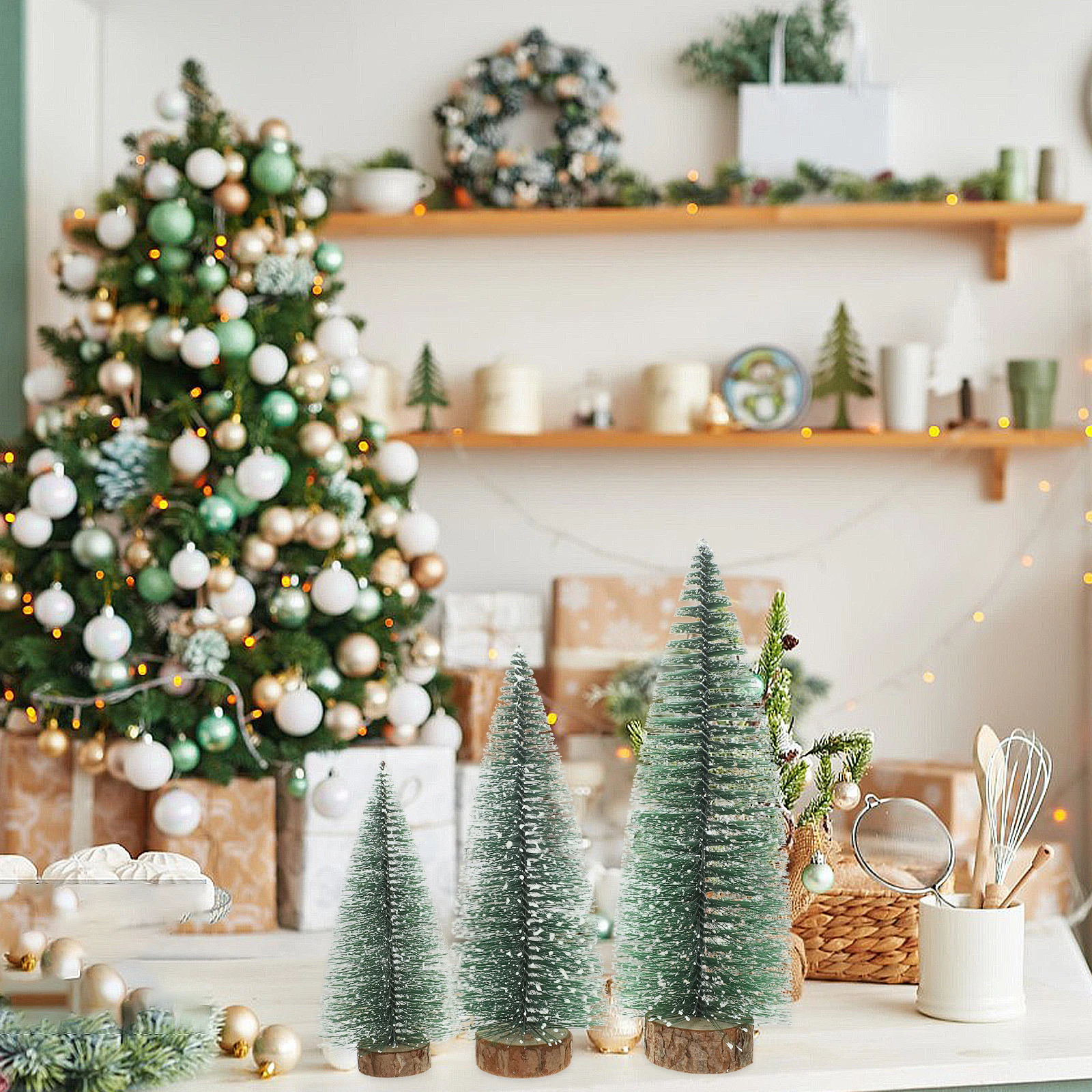 3pcs Mini Christmas Snow Pine Trees Desktop Pine Tree Decor for Home Office Party Festival Xmas Decoration Artificial Wood Tree
3pcs Mini Christmas Snow Pine Trees Desktop Pine Tree Decor for Home Office Party Festival Xmas Decoration Artificial Wood Tree