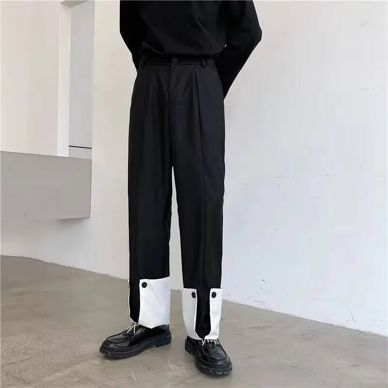 Черные и мужские белые контрастные весенние брюки в стиле пэчворк. Дизайн повседневной модной тенденции больших брюк. Весна,
Черные и мужские белые контрастные весенние брюки в стиле пэчворк. Дизайн повседневной модной тенденции больших брюк. Весна,