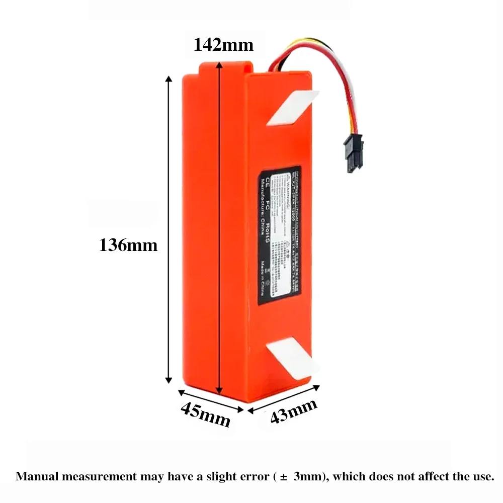 Replacement Battery for Xiaomi Roborock, Robotic Vacuum Cleaner, S55, S60, S65, S50, S51, S5 MAX, S6 Parts, 14.4V, 6800mAh
Replacement Battery for Xiaomi Roborock, Robotic Vacuum Cleaner, S55, S60, S65, S50, S51, S5 MAX, S6 Parts, 14.4V, 6800mAh
