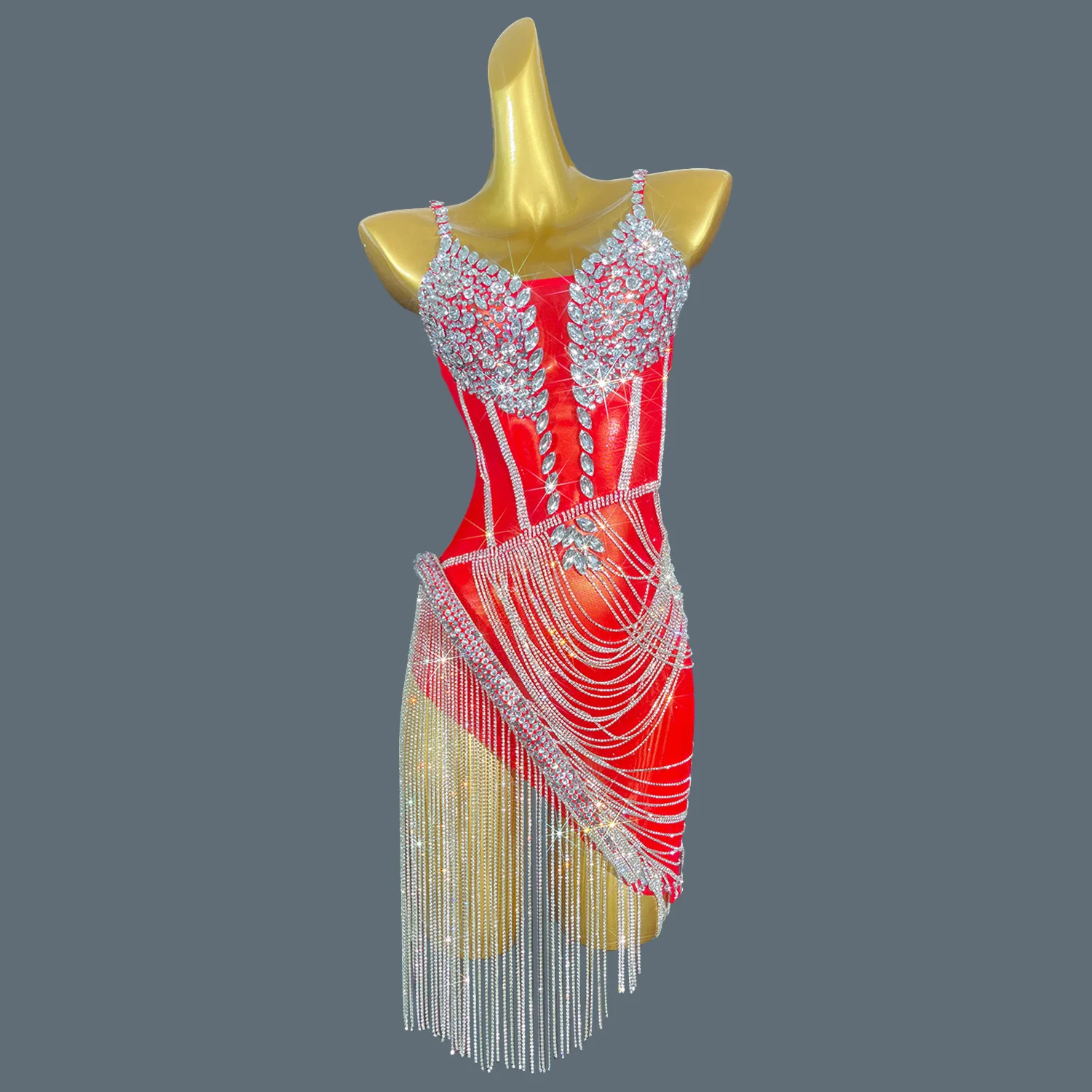 Women Shiny Red Crystal Chain Diamonds Dress Elastic Sexy Mini Night Club Performance Costume Birthday Party Dress Tassel Liehu
Women Shiny Red Crystal Chain Diamonds Dress Elastic Sexy Mini Night Club Performance Costume Birthday Party Dress Tassel Liehu