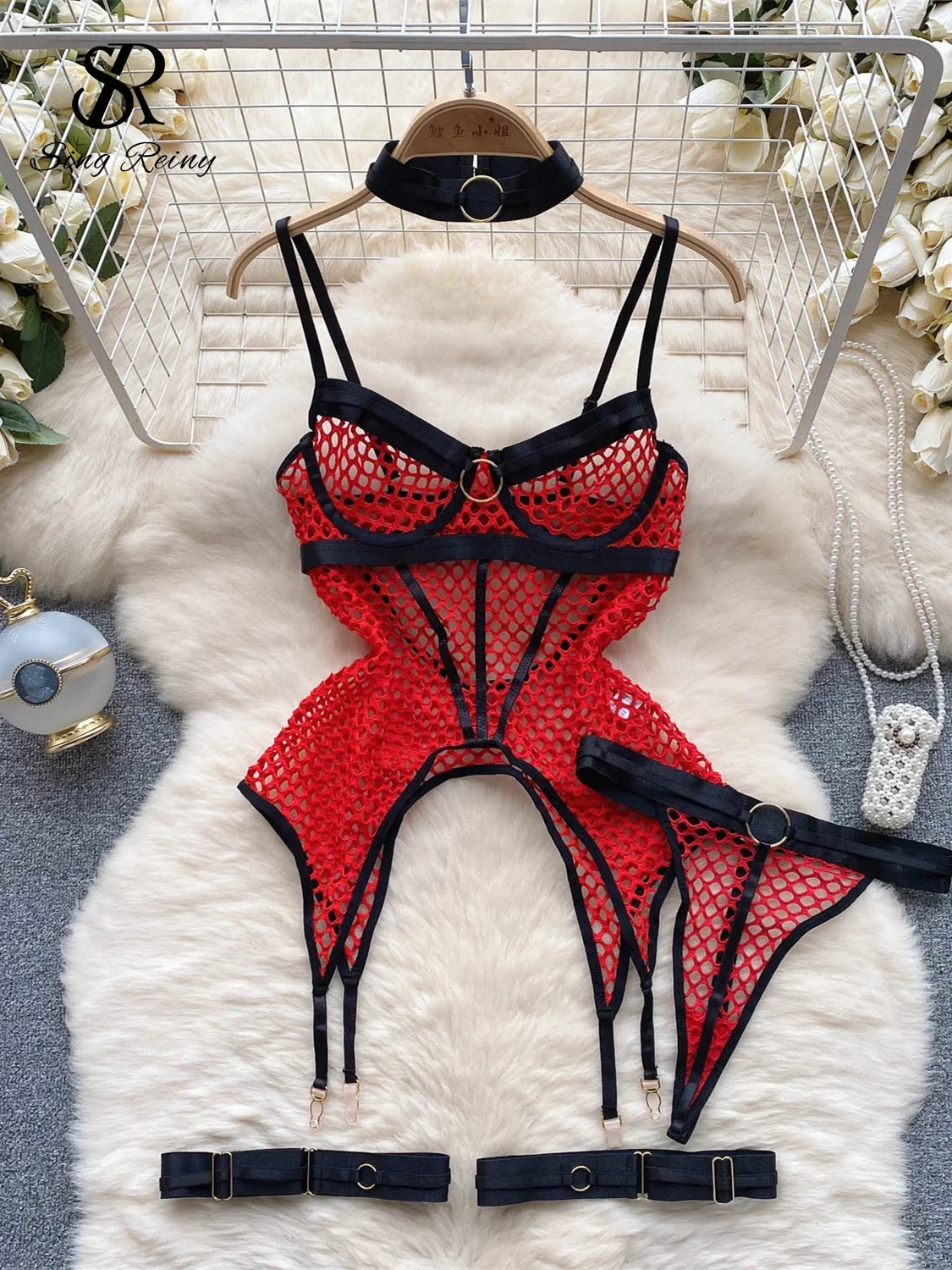 SINGREINY 2023 Sheer Mesh Sexy Lingerie Three Pieces Sets Halter Steel Splice Ring Top+Thongs Erotic Hollow Out Underwear Suits
SINGREINY 2023 Sheer Mesh Sexy Lingerie Three Pieces Sets Halter Steel Splice Ring Top+Thongs Erotic Hollow Out Underwear Suits