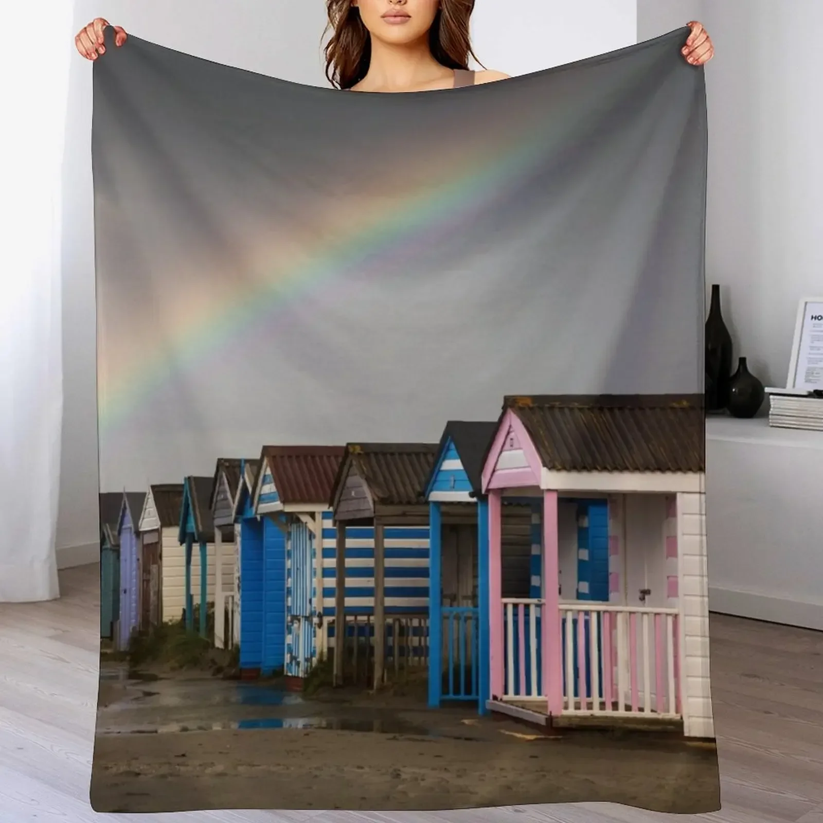 New Rainbow over the Beach Huts Throw Blanket Hairys valentine gift ideas Personalized Gift Luxury Blankets
New Rainbow over the Beach Huts Throw Blanket Hairys valentine gift ideas Personalized Gift Luxury Blankets