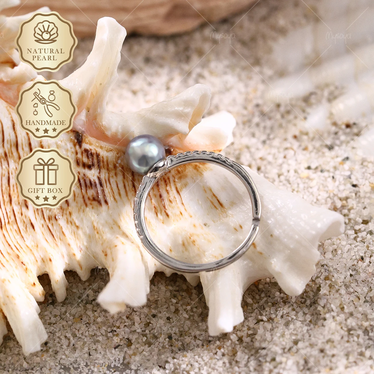 MYSOYA Blue Gray Baroque Akoya Pearl Open Ring 6.5-7mm Silver Ring, Gift Box, Anniversary Jewelry S313
MYSOYA Blue Gray Baroque Akoya Pearl Open Ring 6.5-7mm Silver Ring, Gift Box, Anniversary Jewelry S313