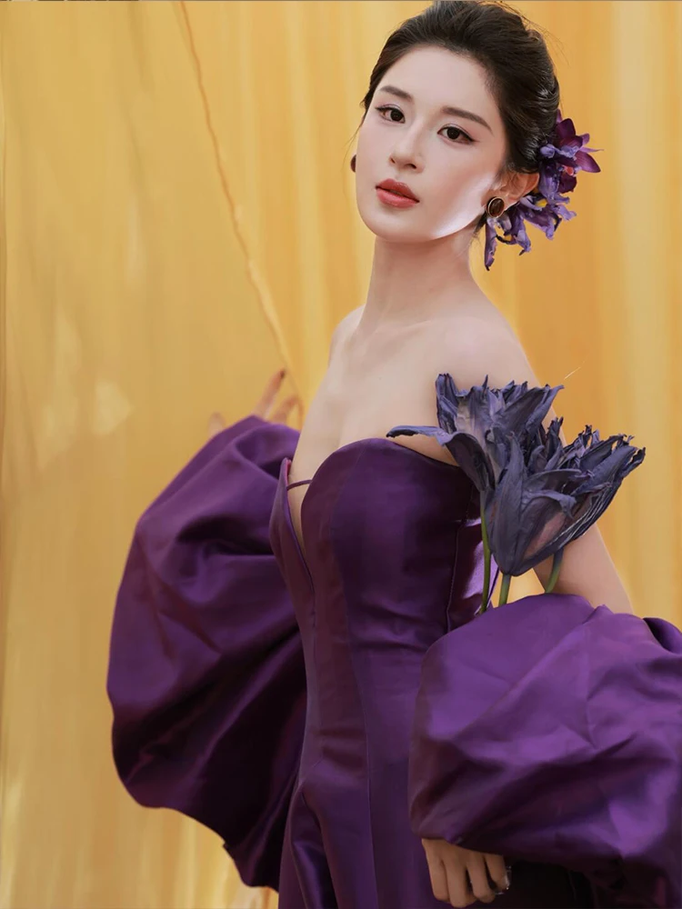 Purple Toast Dress Bride French Style Small Tail High Sense Banquet Temperament Tube Top Performance Costume Evening Host
Purple Toast Dress Bride French Style Small Tail High Sense Banquet Temperament Tube Top Performance Costume Evening Host