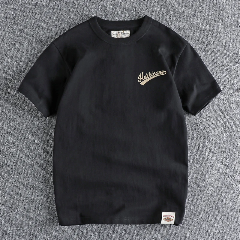 200G Pure Cotton Short Sleeve T-Shirt for Men Back Letter Print Double Thread Retro Versatile Youth Half Sleeve Shirt
200G Pure Cotton Short Sleeve T-Shirt for Men Back Letter Print Double Thread Retro Versatile Youth Half Sleeve Shirt