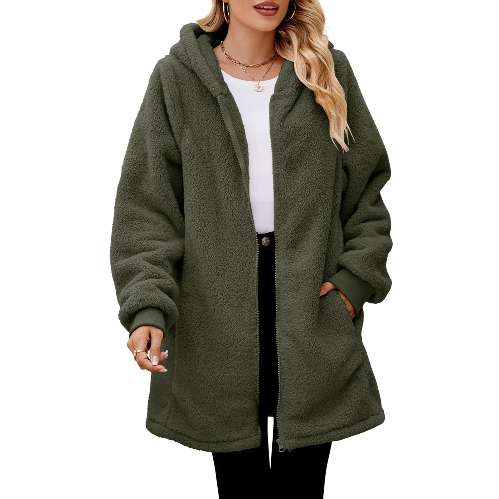2025 Autumn And Winter New Fashion Warm Plush Women's Jacket Casual Solid Color Zipper Cardigan Long Sleeve Loose Hooded Jacket
2025 Autumn And Winter New Fashion Warm Plush Women's Jacket Casual Solid Color Zipper Cardigan Long Sleeve Loose Hooded Jacket