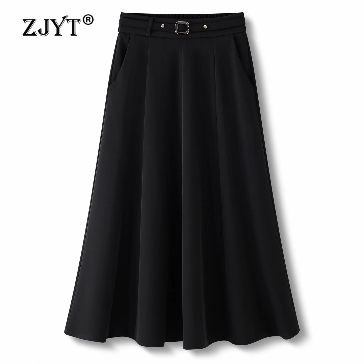 ZJYT Women Black Skirt 2026 Spring New High Waist Aline Midi Skirts Female Office Wear Elegant Lady Casual Faldas With Belt
ZJYT Women Black Skirt 2026 Spring New High Waist Aline Midi Skirts Female Office Wear Elegant Lady Casual Faldas With Belt