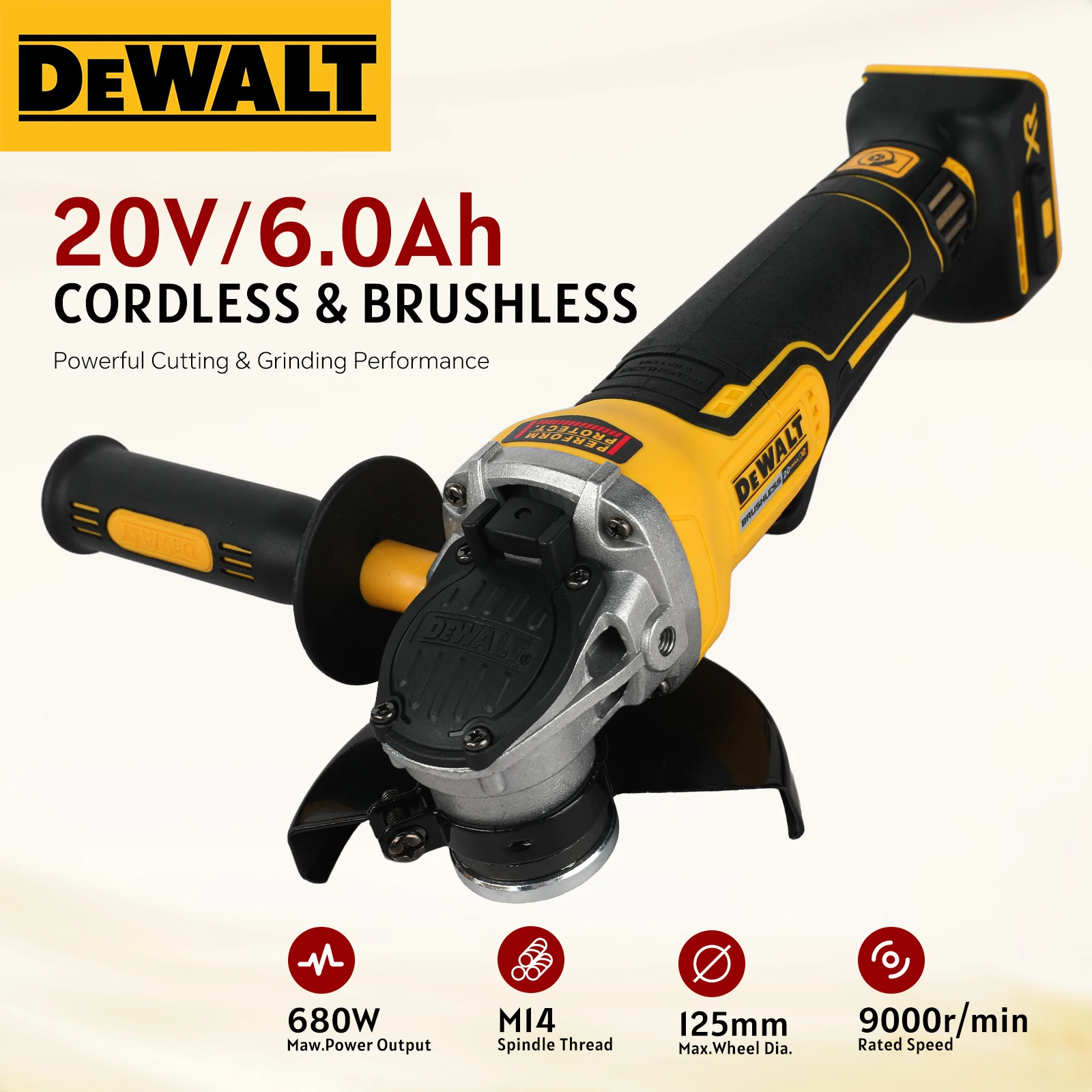DEWALT DCG405 125mm Flat Head Angle Grinder 18V Brushless Bare Tool for Metal Cutting Wood Grinding
DEWALT DCG405 125mm Flat Head Angle Grinder 18V Brushless Bare Tool for Metal Cutting Wood Grinding