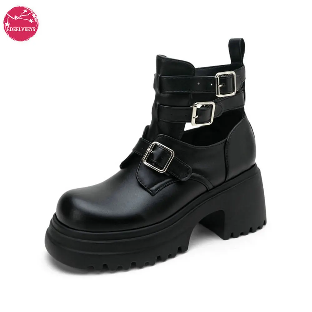 Women Lug Sole Low Heel Ankle Boots Fashion Round Toe Cutout Combat Boots Metal Buckle Goth Ankle Booties Darkness Black
Women Lug Sole Low Heel Ankle Boots Fashion Round Toe Cutout Combat Boots Metal Buckle Goth Ankle Booties Darkness Black
