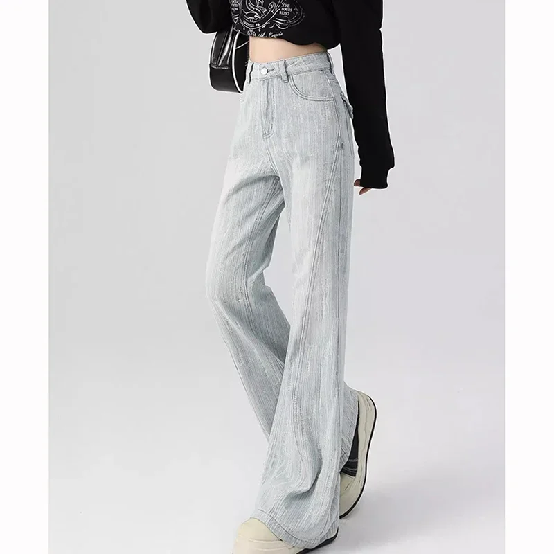 Женские корейские светлые расклешенные джинсы, новые дизайнерские прямые джинсовые брюки для девочек, женские повседневные повседневные брюки с высокой талией
Женские корейские светлые расклешенные джинсы, новые дизайнерские прямые джинсовые брюки для девочек, женские повседневные повседневные брюки с высокой талией