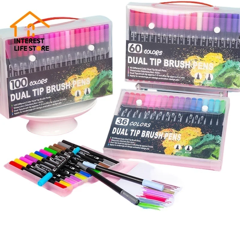New Hot168 Colors Art Markers Set Dual Tip Brush Pen Hook Line Color Head 2-in-1 Headed Fine Nib Art Drawing Supplies Stationery 
New Hot168 Colors Art Markers Set Dual Tip Brush Pen Hook Line Color Head 2-in-1 Headed Fine Nib Art Drawing Supplies Stationery