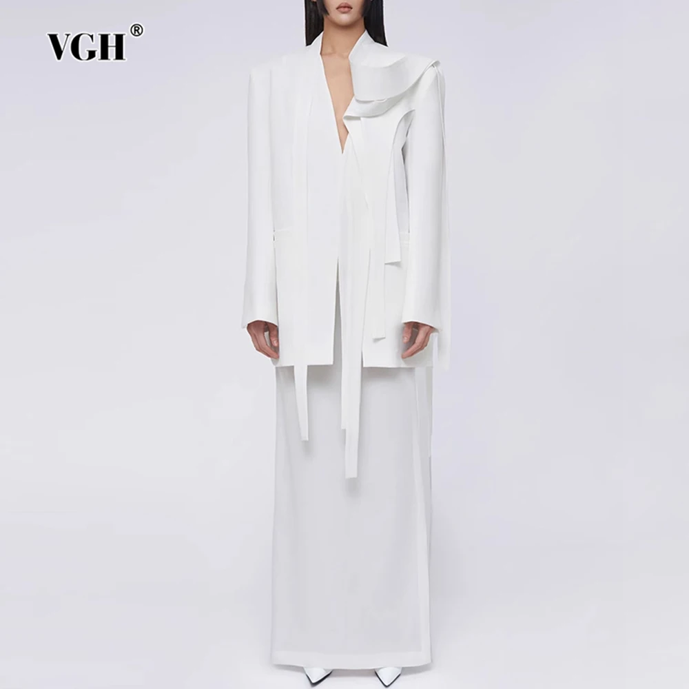 VGH Solid Designer Loose Two Piece Sets For Women V Neck Long Sleeve Spliced Folds Top High Waist Long Skirt Chic Set Female New
VGH Solid Designer Loose Two Piece Sets For Women V Neck Long Sleeve Spliced Folds Top High Waist Long Skirt Chic Set Female New