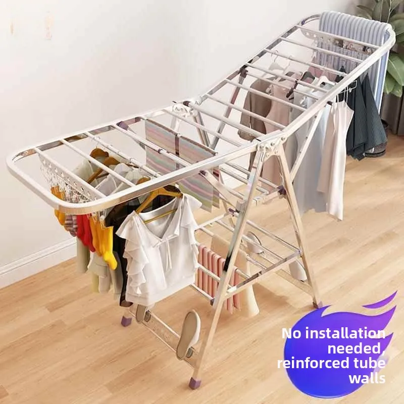 Stainless Steel Indoor Clothes Drying Rack Free-standing Bedroom Balcony Clothesline Bed Cover Drying Frame Home Use
Stainless Steel Indoor Clothes Drying Rack Free-standing Bedroom Balcony Clothesline Bed Cover Drying Frame Home Use