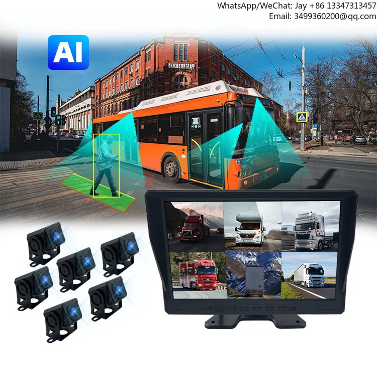 10.1 Inch Display Split 1080P For Truck 6 AHD Security Camera Recorder Rearview Reversing RV Backup Camera System