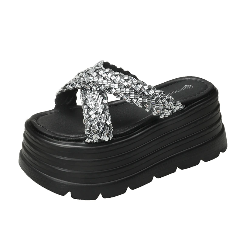 New 8CM Summer Women Slippers Flip-Flops Ladies Beach Bling Shoes Wedge Heels Shoes Woman High Platform Slippers Outside Sandals
New 8CM Summer Women Slippers Flip-Flops Ladies Beach Bling Shoes Wedge Heels Shoes Woman High Platform Slippers Outside Sandals