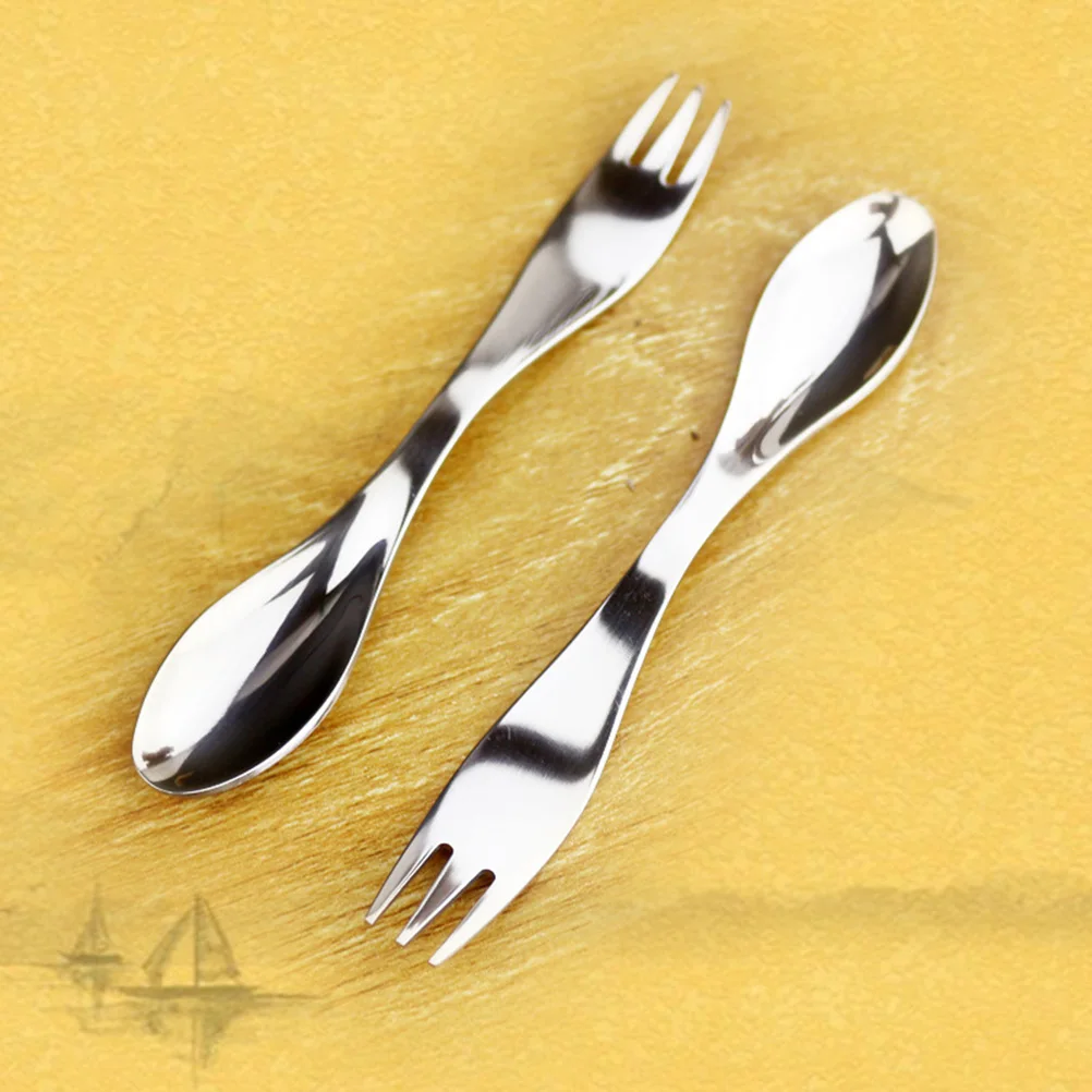 2pcs Stainless Steel Spoon Fork Combo Lightweight Portable Double-Ended Spork Multifunction Cutlery For Camping Hiking Picnic
2pcs Stainless Steel Spoon Fork Combo Lightweight Portable Double-Ended Spork Multifunction Cutlery For Camping Hiking Picnic