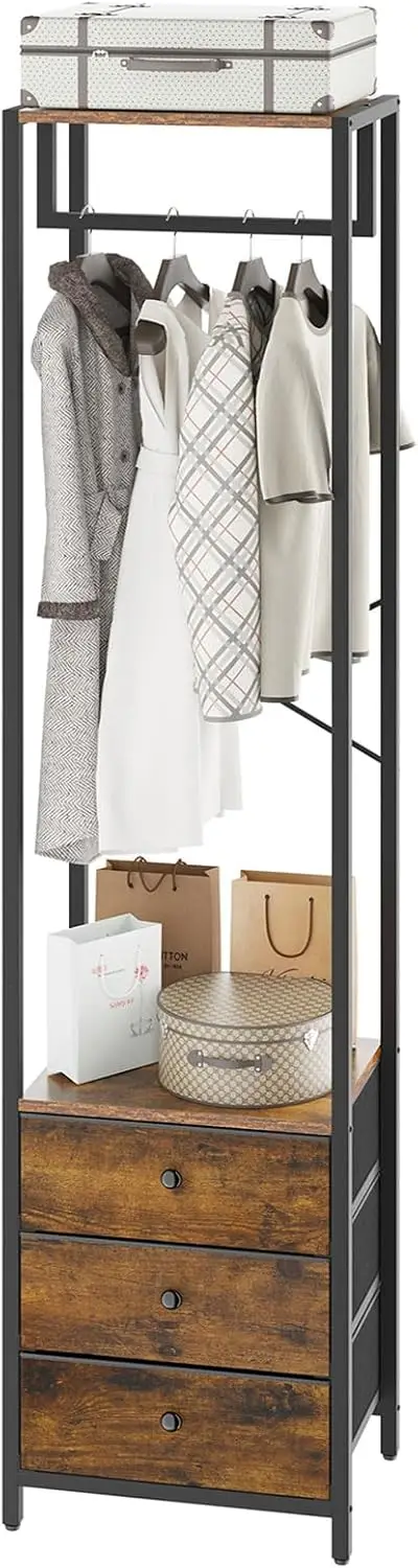 Freestanding Clothes Rack with 3 Drawers, Tall Closet Organizer for Hanging Shirts and Coats, Rustic Brown
Freestanding Clothes Rack with 3 Drawers, Tall Closet Organizer for Hanging Shirts and Coats, Rustic Brown