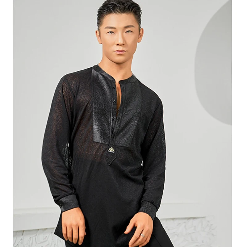 Male Latin Dance Black Shirt Practice Clothing Men Modern Dance Long Sleeve Splicing Top Latin Samba Chacha Dance Wear DQL10951
Male Latin Dance Black Shirt Practice Clothing Men Modern Dance Long Sleeve Splicing Top Latin Samba Chacha Dance Wear DQL10951