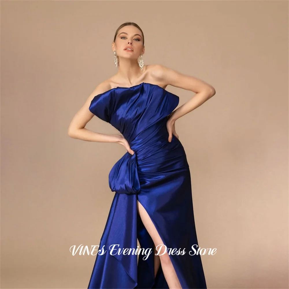 VINES Sapphire Blue Elegant Formal Dress Lace Up Back Party Dress with Draped Satin Prom Gown High Slit robes du soir Customized
VINES Sapphire Blue Elegant Formal Dress Lace Up Back Party Dress with Draped Satin Prom Gown High Slit robes du soir Customized