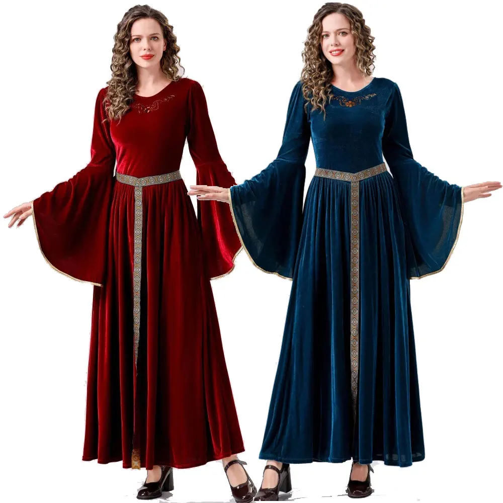 Medieval Retro Palace Queen Cosplay Costume Halloween Renaissance Flared Sleeve Long Princess Dress Performance Costume 
Medieval Retro Palace Queen Cosplay Costume Halloween Renaissance Flared Sleeve Long Princess Dress Performance Costume