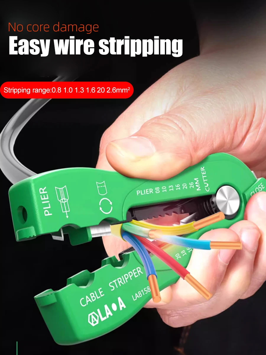 LAOA Wire Stripper & Cutter, SK5 Steel Blade, Strips 0.8-2.6mm², Cuts 10mm Cable, Safety Lock, Gift: 1 Extra Blade
LAOA Wire Stripper & Cutter, SK5 Steel Blade, Strips 0.8-2.6mm², Cuts 10mm Cable, Safety Lock, Gift: 1 Extra Blade