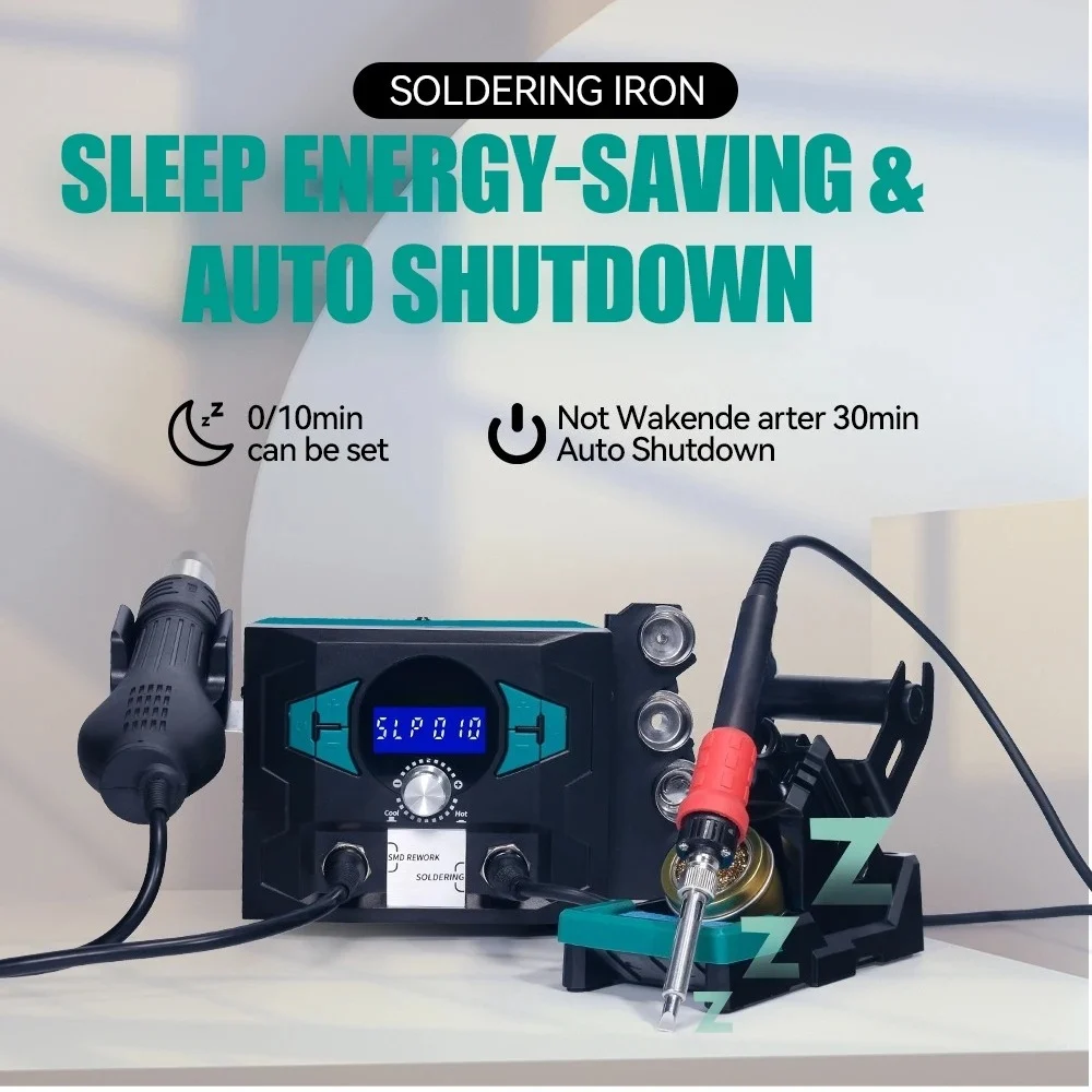110W Auto-standby Auto-poweroff Soldering Iron 100-480 Celsius 810W Hot Air Rework Station
110W Auto-standby Auto-poweroff Soldering Iron 100-480 Celsius 810W Hot Air Rework Station